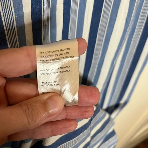 Maeve Anthropologie Blue & White Denim Nautical Striped Maxi Skirt Size Large - Picture 5 of 5